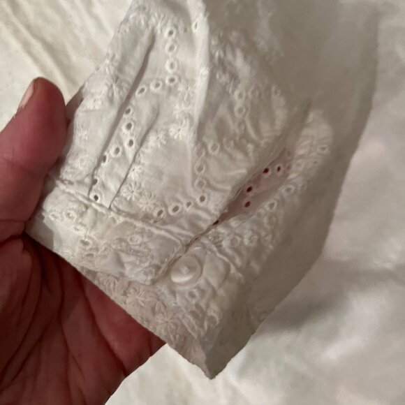 J Crew White Eyelet Blouse Size Small Long Sleeve 100% Cotton 💗 - Picture 12 of 14